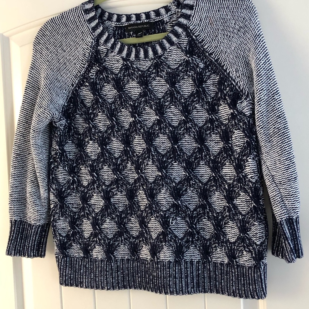 Banana Republic Sweater Blue White Medium.